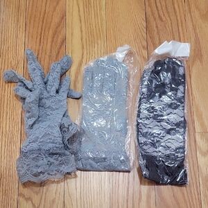 Elegant Lace Gloves Set in Gray and Black